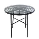 Τραπέζι Κήπου ArteLibre APPIUS Μαύρο Μέταλλο/Rattan/Γυαλί 70x70x74cm