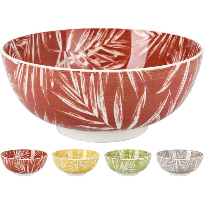 Μπολ ArteLibre Σχέδιο Φύλλα New Bone Πορσελάνη Φ20.5x8.6cm Σε 4 Χρώματα