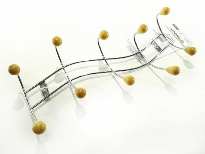 Κρεμάστρα Τοίχου 10 Θέσεων Ασημί/Φυσικό Μέταλλο/Ξύλο 45x20cm