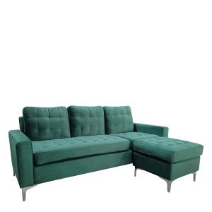 Καναπές Γωνιακός ArteLibre BLAZE Αναστρέψιμος Πράσινο Ύφασμα 190x128x82cm