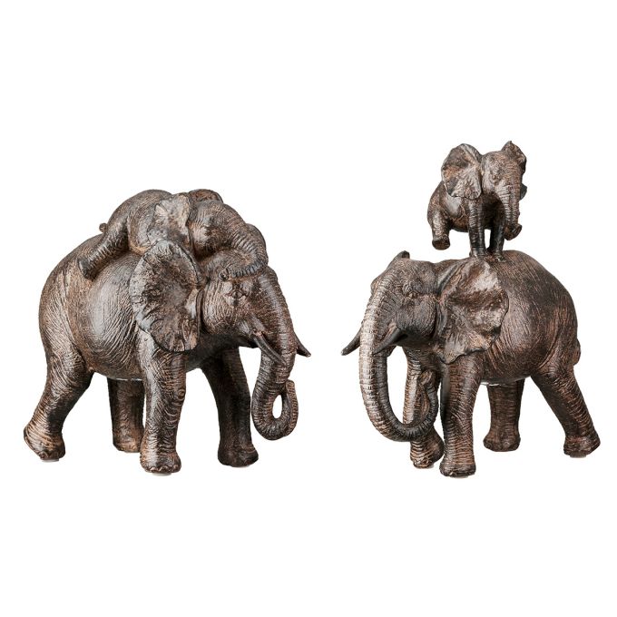 Figure Elephant Synthetic Resin Brown 2 Assorted 18X10X20Cm 18X10X20Cm