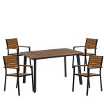 Σετ Τραπεζαρία Κήπου ArteLibre EPUPA Γκρι/Καρυδί Αλουμίνιο/Ξύλο Με 4 Πολυθρόνες 14990191