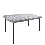 Τραπέζι Κήπου ArteLibre AMPLAS Γκρι/Μαύρο Μέταλλο/Rattan/Γυαλί 140x80x73cm