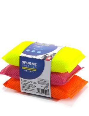 Σφουγγάρι Πολλαπλών Χρήσεων Σε Διάφορα Χρώματα 15x8cm Σετ 3Τμχ