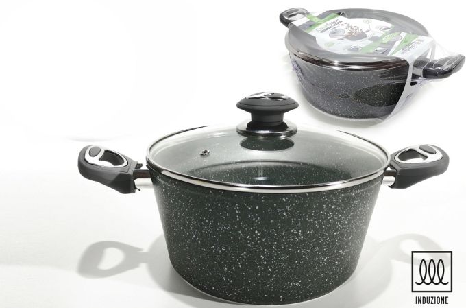 Κατσαρόλα Αντικολλητική Αλουμινίου Με Επίστρωση Stone Λαβές Soft-Touch Φ28cm