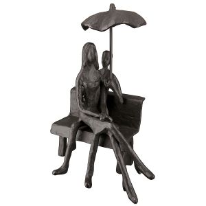 Διακοσμητικό ArteLibre Ζευγάρι Σε Παγκάκι Καφέ Μέταλλο 12x14x19cm