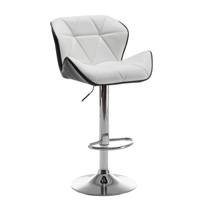 Σκαμπό Bar ArteLibre DRASH Με Πλάτη Πτυσσόμενο Λευκό/Μαύρο PU/Μέταλλο 54x52x87-109cm