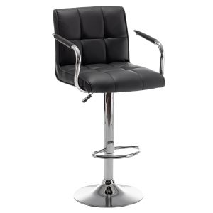 Σκαμπό Bar ArteLibre DOKK Με Πλάτη Πτυσσόμενο Μαύρο PU/Μέταλλο 52x56x94-115cm