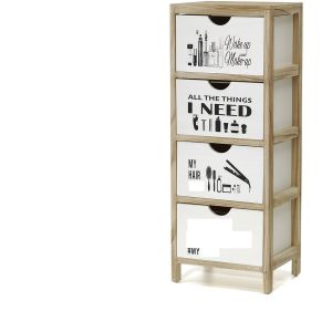 Συρταριέρα Με Σχέδιο Λευκό/Φυσικό Ξύλο 30x24x79cm