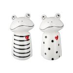 Διακοσμητικό ArteLibre Βάτραχος Λευκό/Μαύρο Πορσελάνη 7x9.5x16.5cm Σε 2 Σχέδια