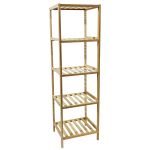 Ραφιέρα Επιδαπέδια Με 5 Ράφια Φυσικό Ξύλο 35x30x100cm