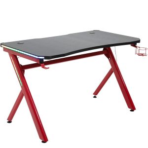 Γραφείο Gaming ArteLibre KENOBI RGB Μαύρο/Κόκκινο Ξύλο/Μέταλλο 120x65x75cm