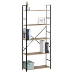 Ραφιέρα ArteLibre DARROW Με 5 Ράφια Δρυς/Μαύρο Μοριοσανίδα/Μέταλλο 58.6x23.5x144cm