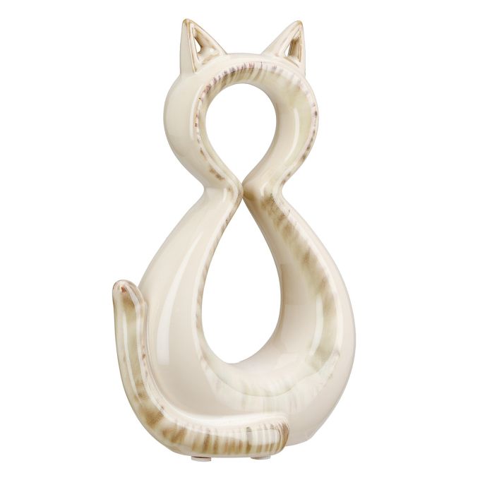 Φιγούρα Γάτα 'Catty' Κεραμικό Κρεμ 6x11x17cm