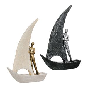 Figure Boat Man Motif Συνθετική Ρητίνη Χρυσό Χρώμα Ασημί Χρώμα 2 Ποικιλία 20X6X29Cm 20X6X29Cm
