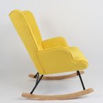 Πολυθρόνα Κουνιστή ArteLibre CANDY CANE Κίτρινο Ύφασμα/Μέταλλο/Ξύλο 91x67x86cm