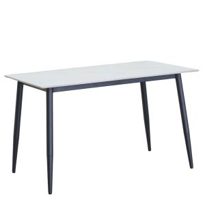 Τραπέζι Τραπεζαρίας ArteLibre VENSHIRE Λευκό Μάρμαρο/Μαύρο Κεραμικό/Μέταλλο 121x72x73cm