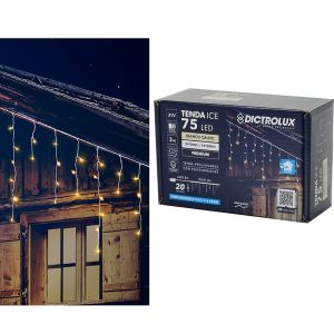 75 LED Κουρτίνα Εσωτ. & Εξωτ. Χώρου Με 8 Προγράμματα Και Μετασχηματιστή Θερμό Λευκό Φως Λευκό Καλώδιο Επεκτεινόμενο IP44