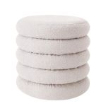 Σκαμπό ArteLibre CAMBRIA Με Αποθηκευτικό Χώρο Λευκό Ύφασμα Μπουκλέ 44x44x44cm