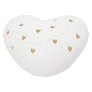Διακοσμητικό Αντικείμενο (Led) Καρδιά Πορσελάνη Λευκό 16X14X8Cm 16X14X8Cm