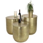 Τραπεζάκι-Κασπώ ArteLibre Μέταλλο Χρυσό 59x59x46cm Σετ 3Τμχ