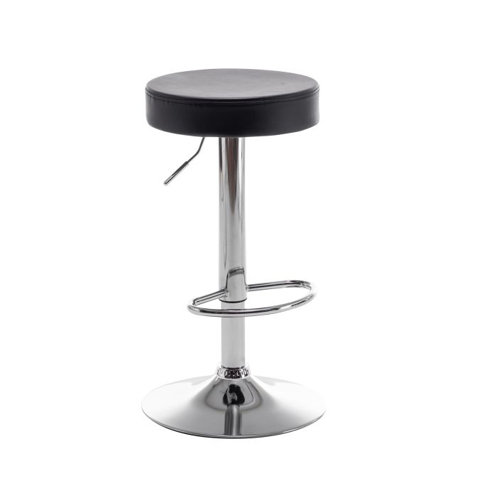 Σκαμπό Bar ArteLibre LORTHA Πτυσσόμενο Μαύρο PU/Μέταλλο Φ39x64-86cm