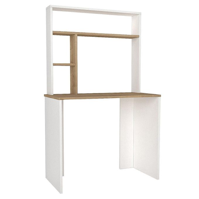 Γραφείο-Βιβλιοθήκη ArteLibre ARAGO Λευκό/Φυσικό Μοριοσανίδα/Μελαμίνη 90x45x148cm