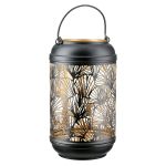 Φανάρι Καταιγίδας "Ginkgo" Μέταλλο Μαύρο Χρυσό PU 4 H. 26 cm D. 15 cm