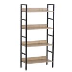 Ραφιέρα ArteLibre TYNDALL Με 4 Ράφια 60X27.6X126cm Δρυς/Μαύρο Μοριοσανίδα/Μέταλλο