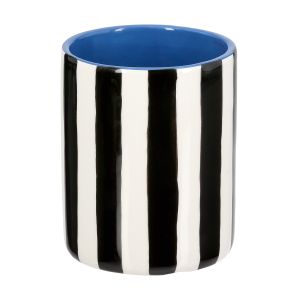 Βάζο Ριγέ Κεραμικό Μαύρο Λευκό D10X13Cm D10X13Cm