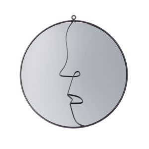 Καθρέφτης "Face" Μέταλλο Καθρέφτης Γυάλινο Μαύρο PU L. cm H. 42 cm D. 40 cm