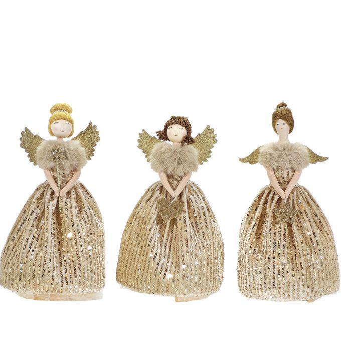 Χριστουγεννιάτικη Κορυφή Άγγελος Χρυσό 28cm Σε 3 Σχέδια