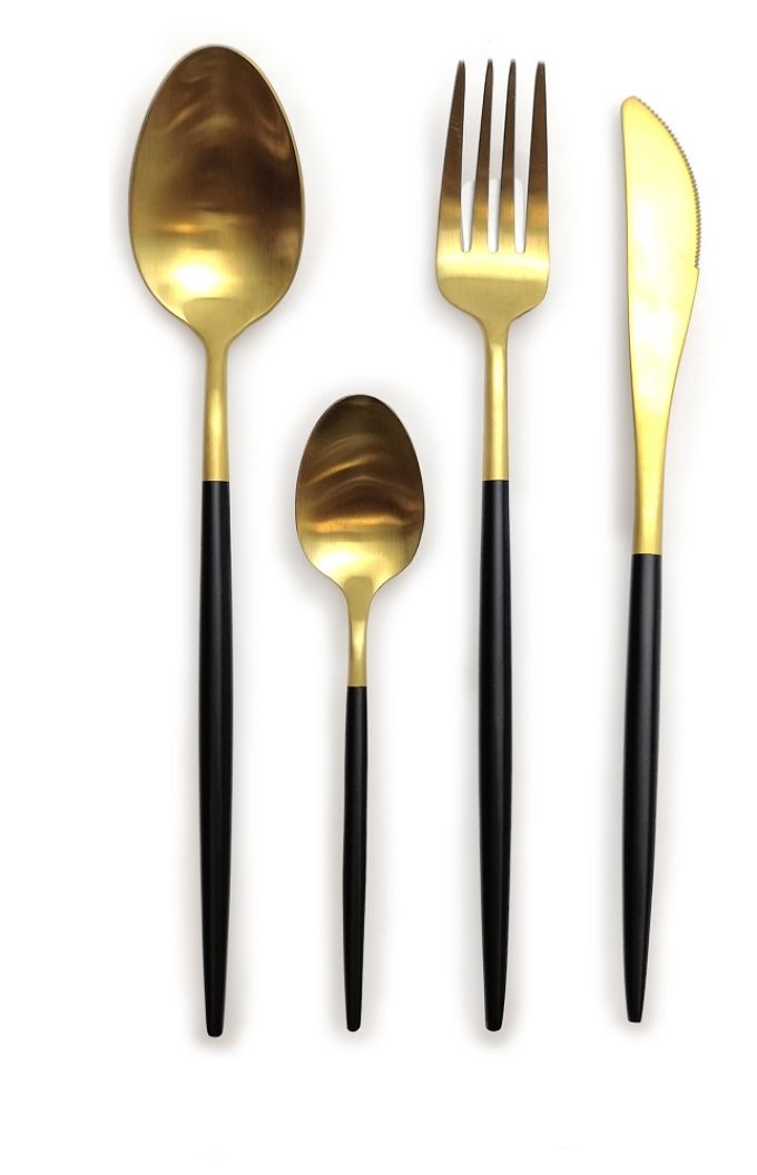 Σετ Μαχαιροπήρουνα Satin Μαύρο/Χρυσό Μέταλλο 24Τμχ