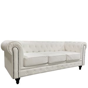 Καναπές Τριθέσιος ArteLibre AVERY Λευκό PU 208x90x73cm