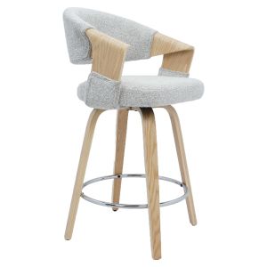 Σκαμπό Bar ArteLibre VIONARA Ανοιχτό Γκρι/Φυσικό 55x52.5x95cm