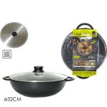 Wok Chef Stone Μαύρο/Γυαλί Αλουμίνιο Πιεσμένο Φ32CM