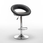 Σκαμπό Bar ArteLibre FETT Με Πλάτη Πτυσσόμενο Μαύρο PU/Μέταλλο 54x49x81-103cm