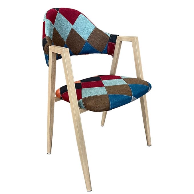 Καρέκλα Τραπεζαρίας ArteLibre SOLANA Patchwork Ύφασμα/Μέταλλο 51x51x81cm