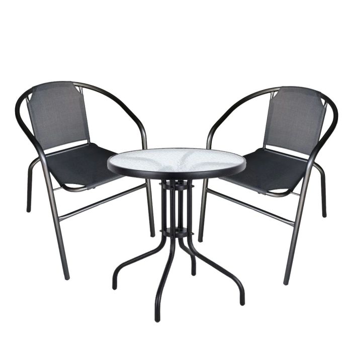 Σετ Τραπεζαρία Κήπου ArteLibre EARTH Μέταλλο Μαύρο Με 2 Πολυθρόνες