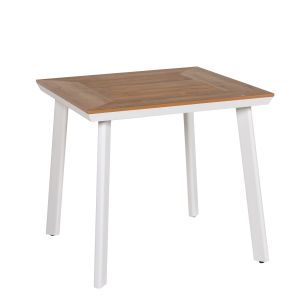 Τραπέζι Κήπου ArteLibre EPUPA Λευκό/Καρυδί Αλουμίνιο/Ξύλο 80x80x73cm