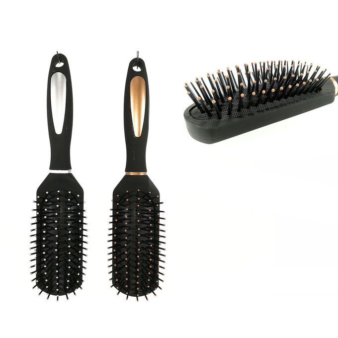 Βούρτσα Μαλλιών Μαλακή Λαβή Μαύρο Πλαστικό 5x24cm Σε 2 Αποχρώσεις