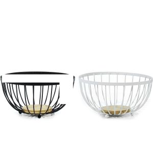 Σαλατιέρα μαύρο/λευκό μέταλλο/ξύλο Φ25xH13cm 2Τμχ Σε 2 Χρώματα