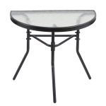 Τραπέζι Κήπου Ημικυκλικό ArteLibre CELESTIAL Μαύρο Μέταλλο/Γυαλί 70x40x65cm
