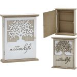 Κουτί Κλειδοθήκης Φυσικό/Λευκό MDF 21x6x26.5cm Σε 2 Σχέδια