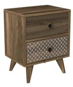 Κομοδίνο ArteLibre KALYMNOS Καρυδί Με Σχέδιο 40x30x48cm