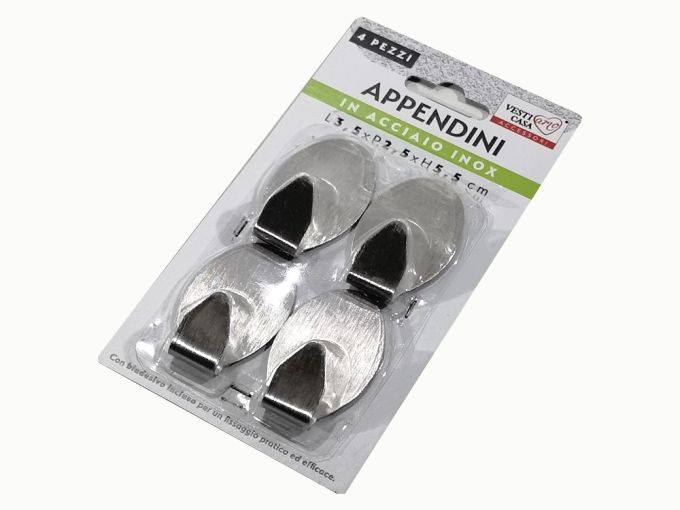 Κρεμαστράκια Κουζίνας Inox Μέταλλο 3.5x2.5x5.5cm Σετ 4Τμχ