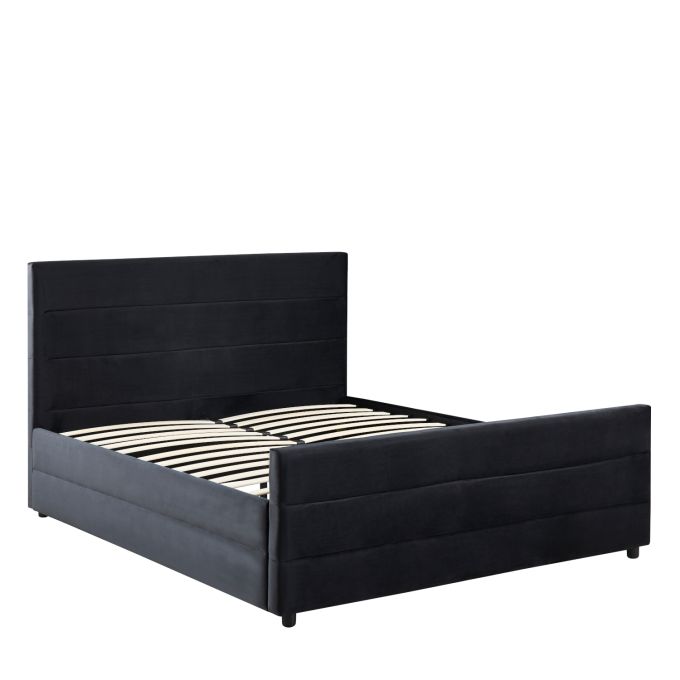 Κρεβάτι Διπλό ArteLibre SLEEPSUIT Μαύρο Ύφασμα 218x172x118cm (Στρώμα 160x200cm)