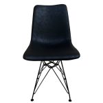 Καρέκλα Τραπεζαρίας ArteLibre SELVA Vintage Μαύρο PU/Μέταλλο 43x57x81cm