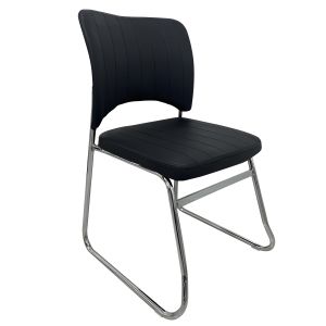 Καρέκλα Επισκέπτη COMFORTHUB Μαύρο/Χρώμιο PU/Μέταλλο 43x42x78cm