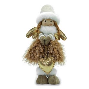 Χριστουγεννιάτικος Άγγελος Όρθιος Με Καρδιά Χρυσό 38cm